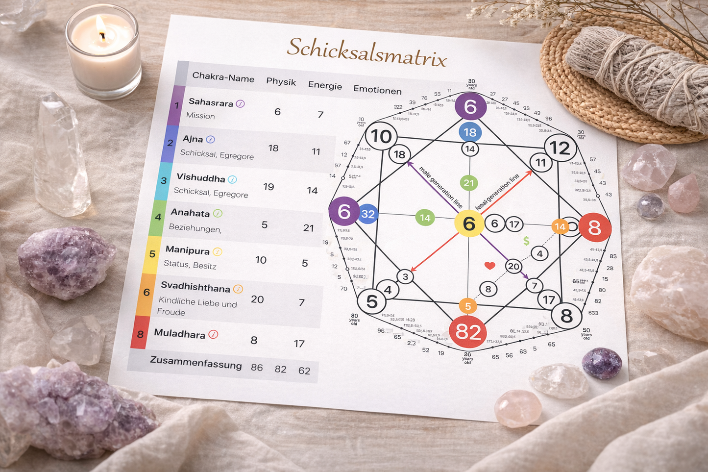 Schicksalsmatrix Auswertung mit der Kraft der Rauhnächte